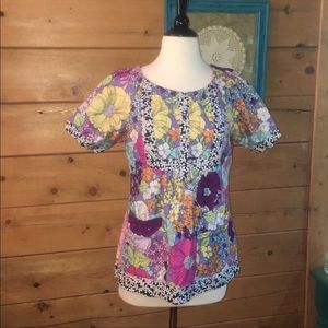 Koi floral scrub top